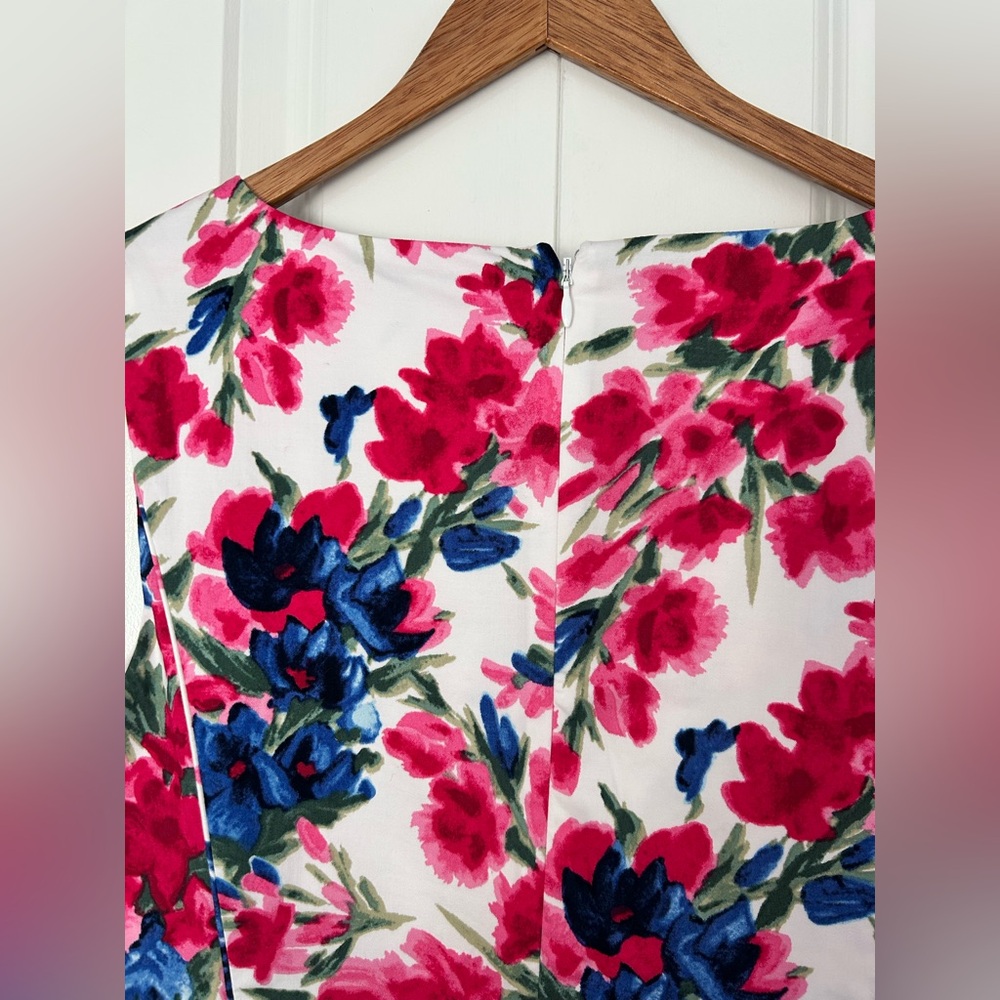 Talbots Women's Lexington Floral Poplin Sheath Dress Pink White 12 Petite - Picture 6 of 11
